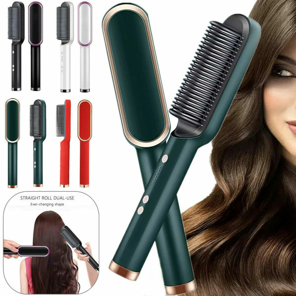 Hair Straightener Brush – Fast Heating Ceramic Hot Comb | Anti-Scald Styling Tool
