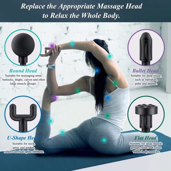 Massage Gun Deep Tissue – Handheld Muscle Massager with 4 Heads | Quiet & Powerful Pain Relief Tool