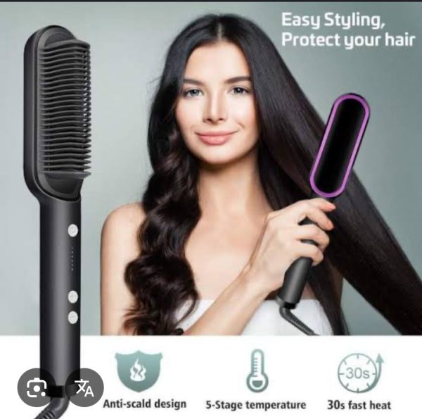Hair Straightener Brush – Fast Heating Ceramic Hot Comb | Anti-Scald Styling Tool