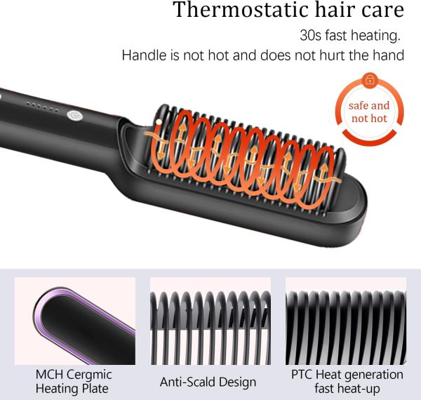 Hair Straightener Brush – Fast Heating Ceramic Hot Comb | Anti-Scald Styling Tool